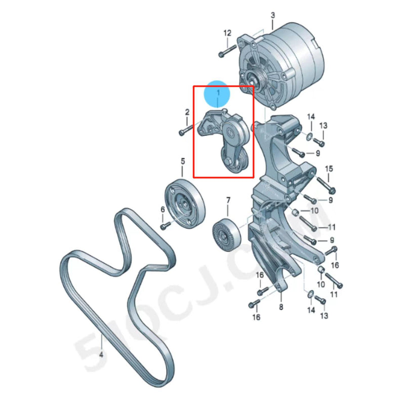 Load image into Gallery viewer, SENP Drive Belt Tensioner Assembly 022145299E Serpentine V-Ribbed For VW Audi
