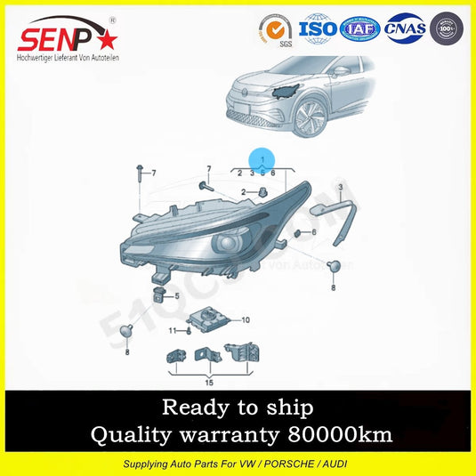 Senp Body Spare Parts LED Headlight for VW Electric Car Auto Parts: ID.4/ID4.X/ID.6/ID6.X